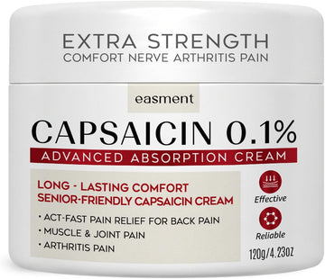 Capsaicin 0.1% Pain Relief Cream for Arthritis, Muscle, Joint & Back Pain - Medicated Topical Cream with Arnica, Aloe & Chamomile (4.23 oz)