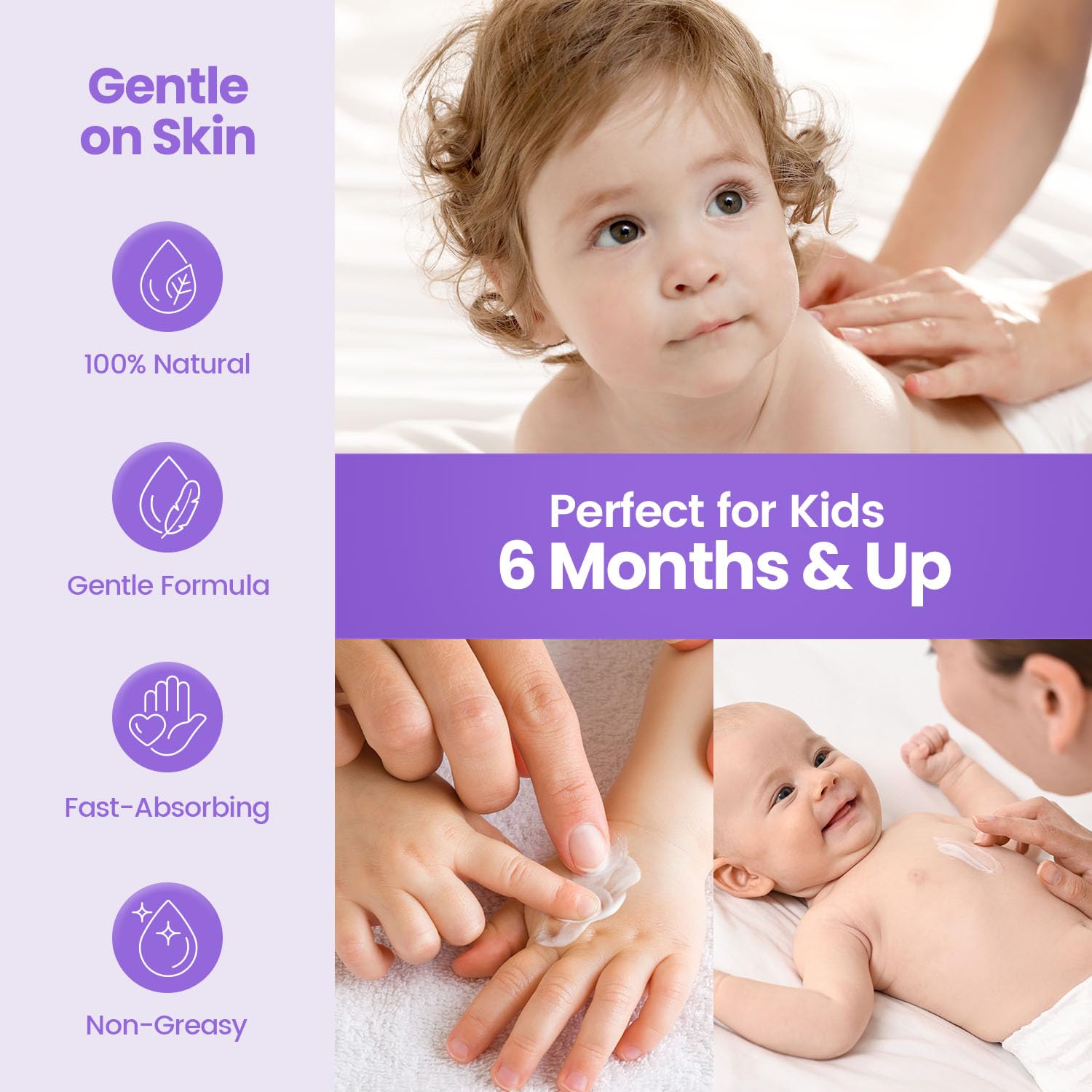 Magnesium Lotion for Kids Sleep & Calming - Lavender Chamomile Cream with Vitamins D3, K2 & B6 for Sensitive Skin, Babies & Toddlers