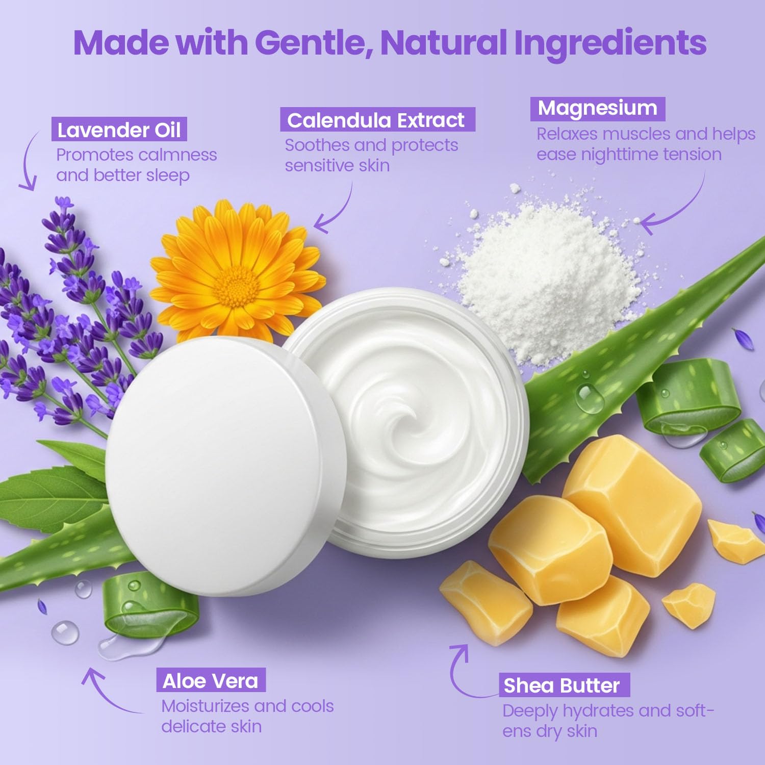 Magnesium Lotion for Kids Sleep & Calming - Lavender Chamomile Cream with Vitamins D3, K2 & B6 for Sensitive Skin, Babies & Toddlers