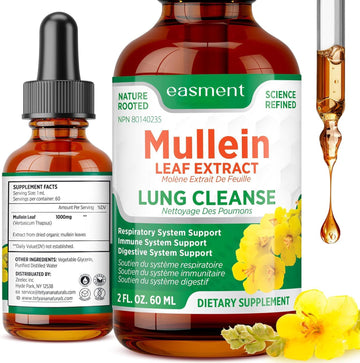 Mullein Leaf Extract Drops for Lungs – Herbal Supplement for Lung Cleanse, Mucus & Phlegm Relief – Alcohol-Free Liquid 60 mL