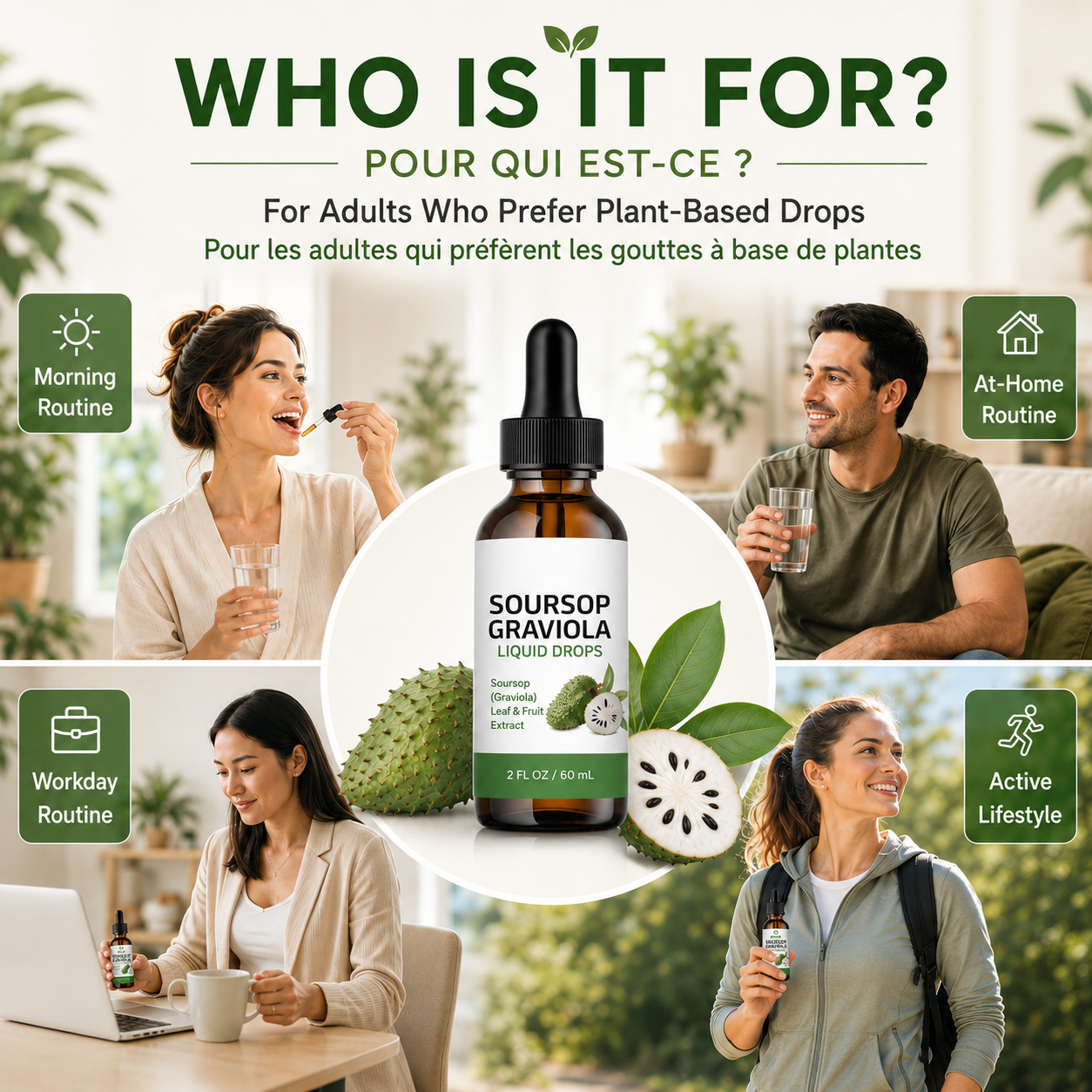 Soursop Graviola Liquid Drops: Leaf and Fruit Extrat, Sugar and Alchol Free, 2 fl oz / 60 mL