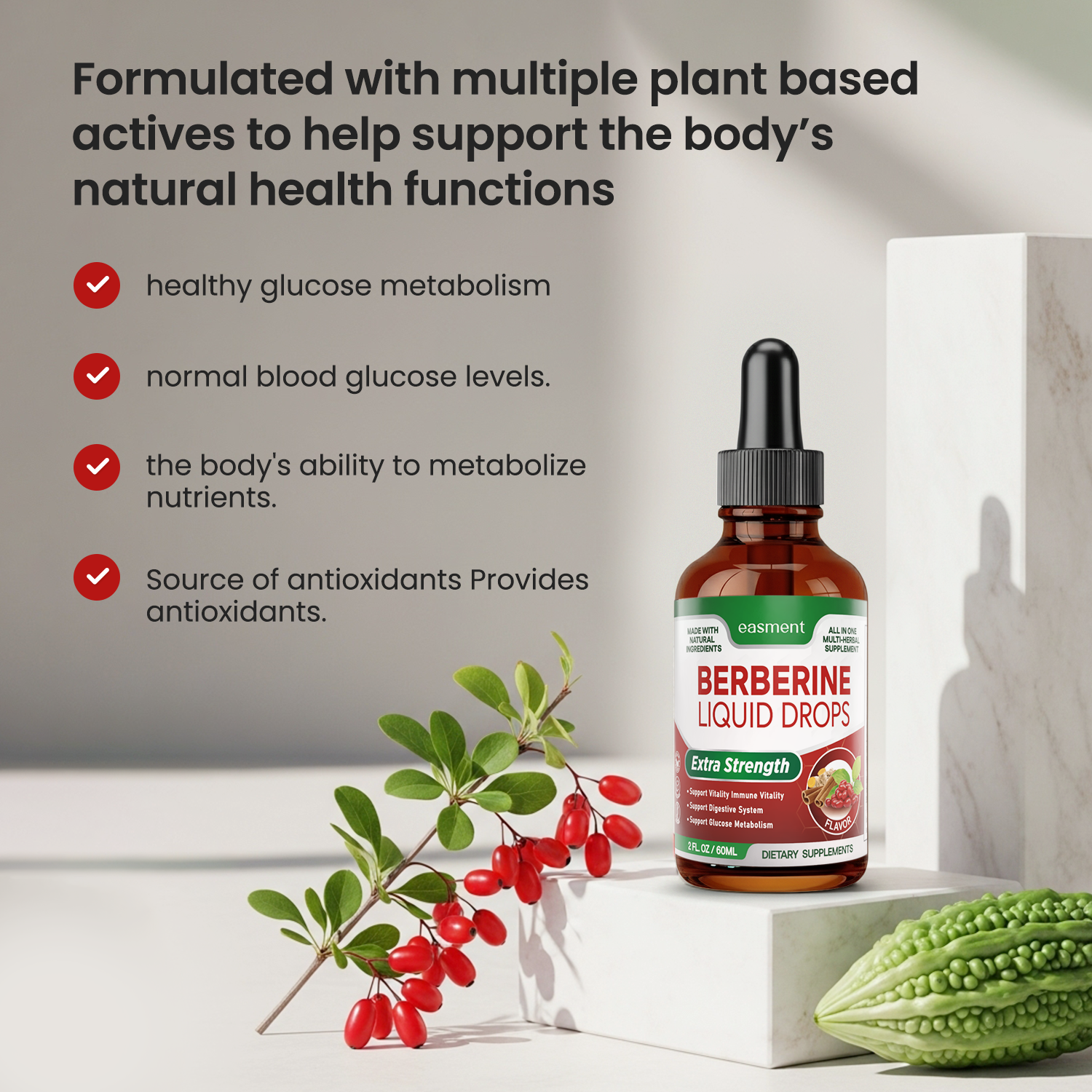 Berberine Supplement Liquid Drops 60Ml