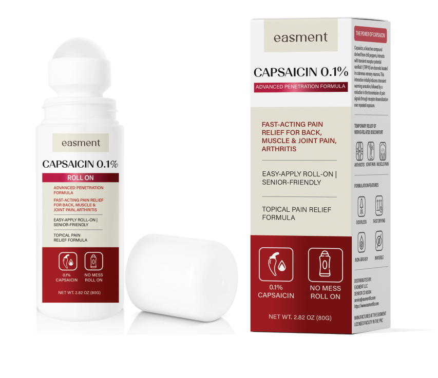 Easment Capsaicin 0.1% Targeted Nerve & Joint Pain Relief Topical Roll-On